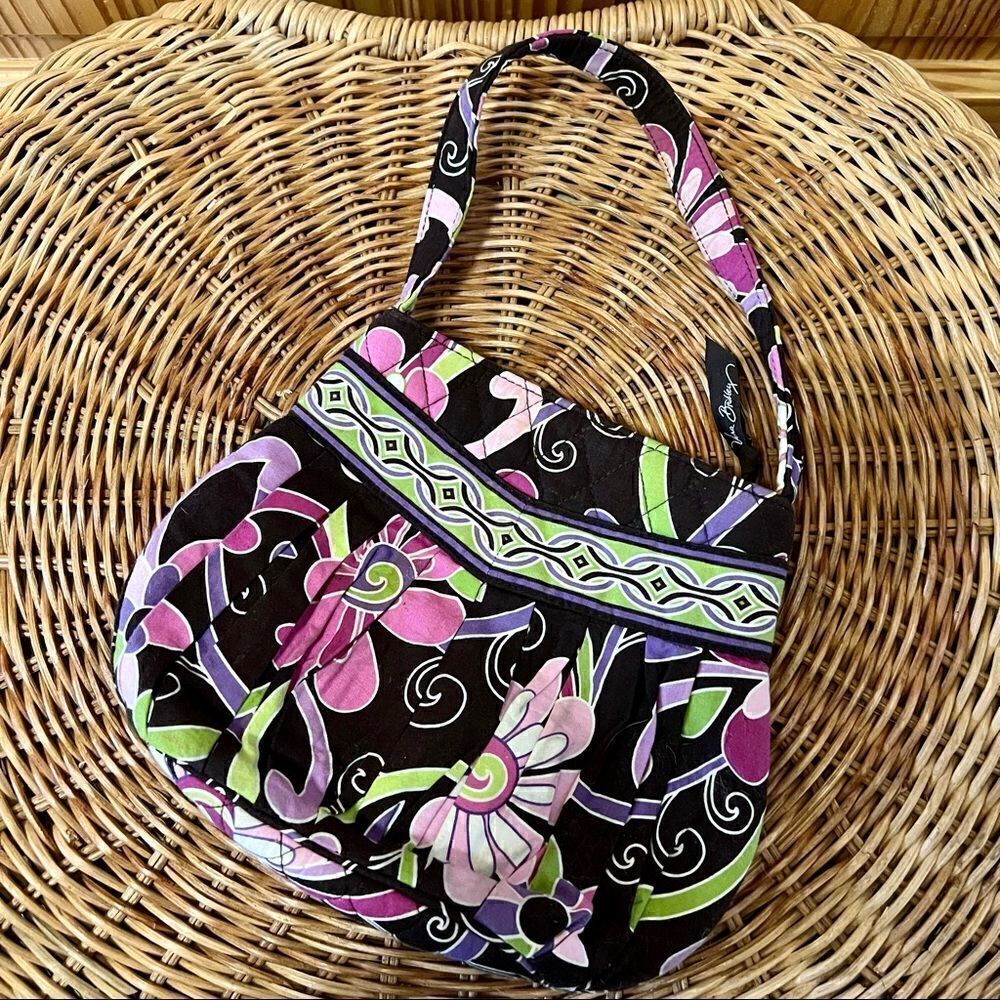 Vera Bradley purple pink green small floral flowered botanical clutch bag purse